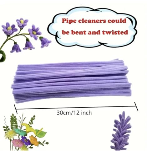 Image of Pipe Cleaners, Pastel Purple, 100 Pieces, Chenille Stem Fuzzy Sticks for Craft and DIY Projects