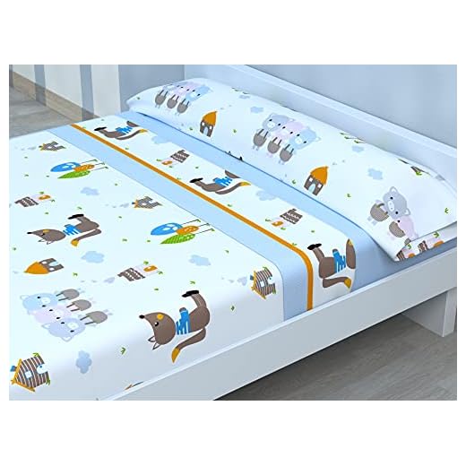 Juego de sábanas Infantiles de Microfibra Transpirable Mod. Happy Pig (Cama de 90 cm (90_x_190/200 cm))