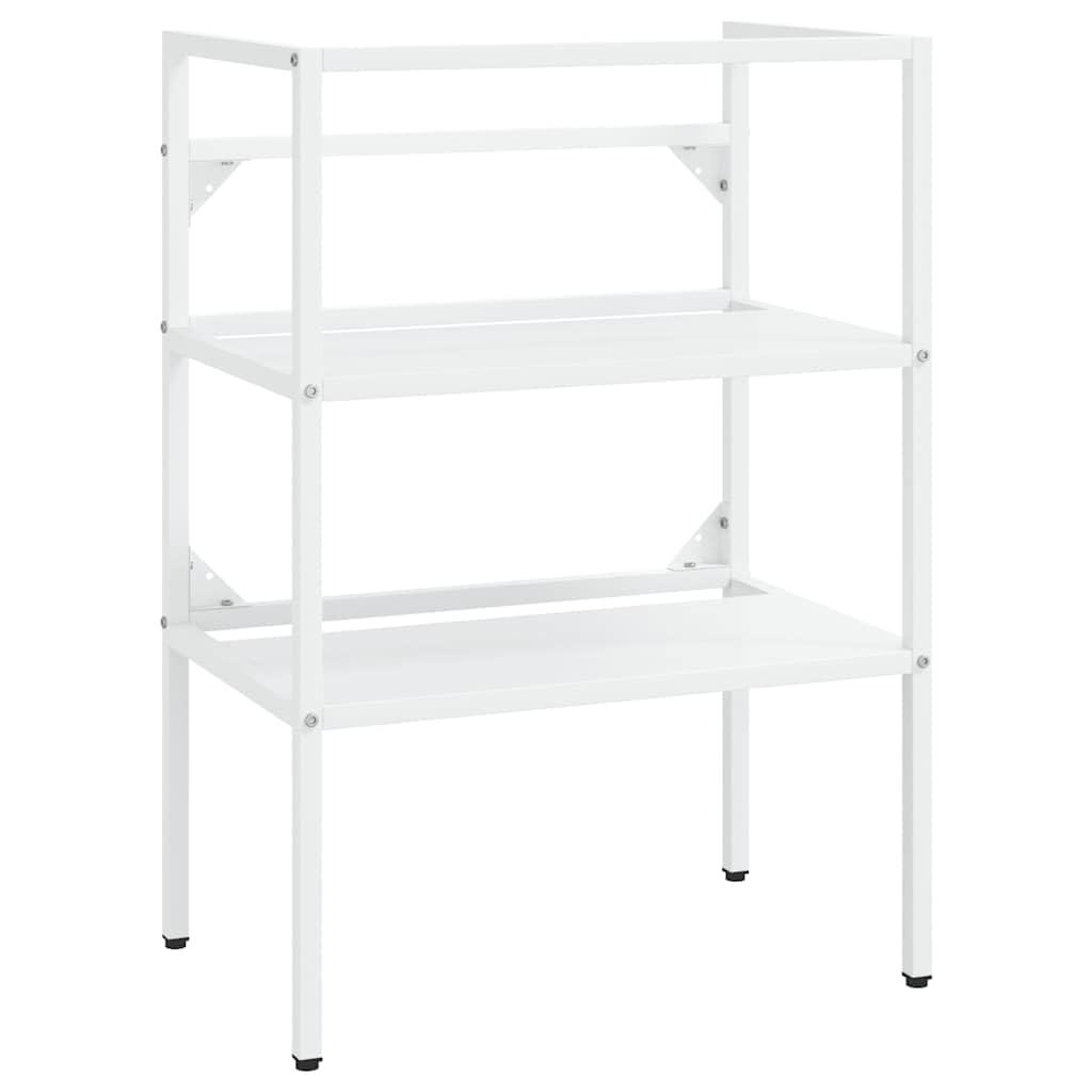 Mueble para lavabo blanco de 59x38x83 cm con soporte de hierro y estante