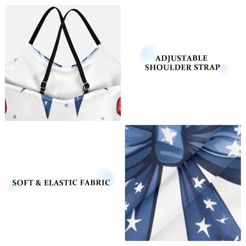 Bolaz Girls Swimsuits One-Piece Bathing Suits Multicolor Kids Sport Summer Beach Swimwear for 3-10 Years Old-Bow with American Flag Elements and Stars Pattern3