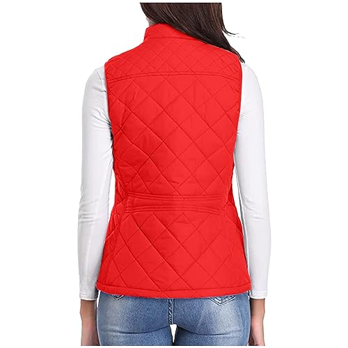 hlysgo Women's Quilted Vest, Stand Collar Lightweight Zip Pockets Padded Gilet Sleeveless Zipper Coat Jacket Outwear3