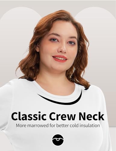 COOTRY Plus Size Thermal Shirts for Women Fleece Lined Crew Neck Tops Long Johns Base Layer Underwear3