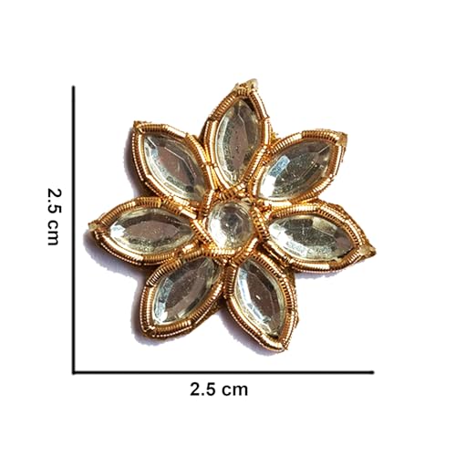 25pcs, 2cm Embroidery Neck sew on Flowers Applique Patches/Decorative Patches for Clothes, Jackets, Jean's, Blouse, Saree, Dress Decoration (L-40.25.C1) (50 Pcs)