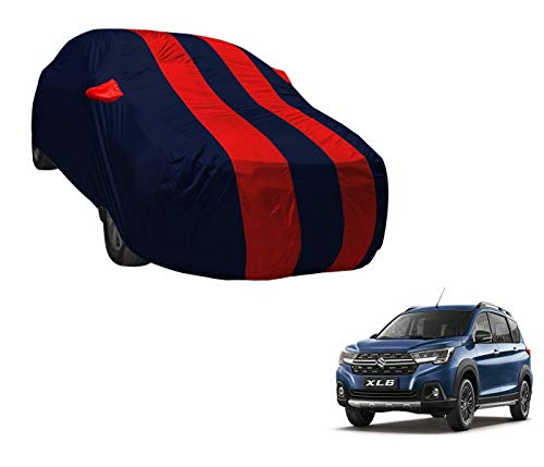 Image of Auto Hub Car Cover Compatible with Maruti XL6 with Weather Proof, Mirror Pocket, Triple Stitched, XL6 Car Cover- Navy-Red