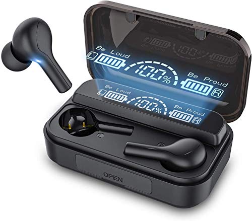 Luckyrao Écouteurs Bluetooth sans Fil à Réduction Active du Bruit, 4 Microphones pour Appels Clairs, 35H et USB Charge Rapide, IPX5 Etanche Oreillette pour iPhone et Android-3