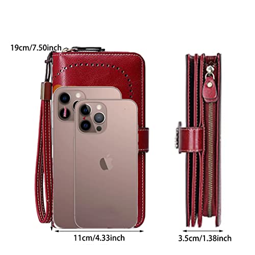 Women Leather Wallet Crossbody Shoulder Bag with Double Zipper and Mobile Phone Purse with Shoulder Strap4