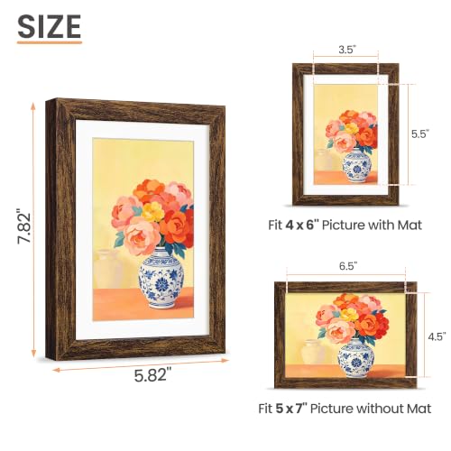 Image of upsimples 5x7 Picture Frame Solid Wooden, Nursery Decor, 1Pack Walnut | 100% Solid Wood, Fit 4x6 with Mat and 5 x 6 Photo, Farmhouse Wall Decor or Tabletop Display, Safe For Nursery Kids Room