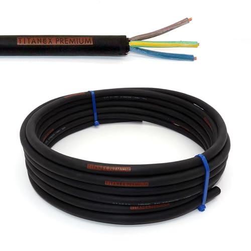 TITANEX PREMIUM H07RN-F 3x1 5 mm (3G1 5) Industriekabel Baustellenkabel Campingkabel für den Außenbereich 5-100m inkl. 10 Aderendhülsen (5 Meter)