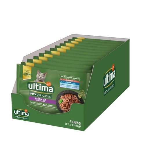 ULTIMA sachet repas Chat Stérilisé Saumon, Thon, Truite & Poisson de l'Océan - 12 Multipacks x 4x85 g