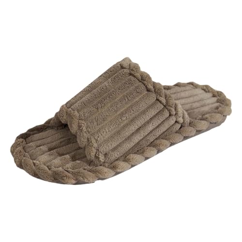 Pantuflas de interior para mujer, de pana de comercio exterior, puntera abierta, para adultos, hombres, mujeres, parejas, antideslizantes, acogedoras, cómodas, 03 Marrón, 39 EU