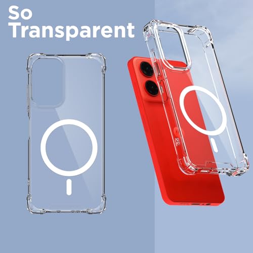 Image of Amazon Basics Back Cover for Motorola Moto G35 5G Mag-Safe Shockproof PC + TPU Protective Case Magnetic Support Bumper Case (Transparent Mag-Safe)
