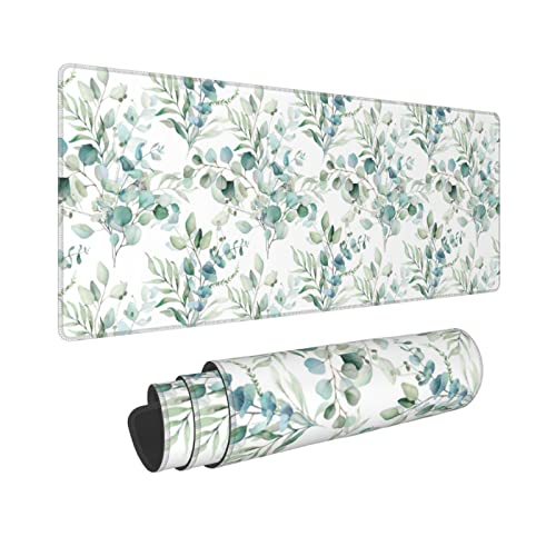 Image of Large Mouse Pad 31.5x11.8 Inches XL Extended Gaming Mousepad Green Leaves Desk Mat for Desktop, Long Computer Keyboard Mouse Mat Non-Slip Base Desk Pad for Home Laptop Game Office Work