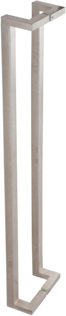 Rockwell Security Commercial Square Offset Pull Handle 48 Inch Brushed Nickel Finish Fits Heavy Glass Doors and 1-3/4 Inch to 2-1/4 Inch Thick Doors