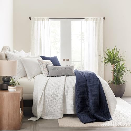 Image of Levtex Home - Mills Waffle - Twin Quilt Set - Navy Cotton Waffle - Quilt Size (68 x 86in.), Sham Size (26 x 20in.)