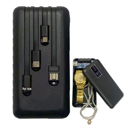 Caja fuerte de seguridad portátil – ABS resistente, caja de almacenamiento oculta, diseño novedoso de banco de energía, soporte de compartimento oculto, herramienta de almacenamiento discreta, kit de