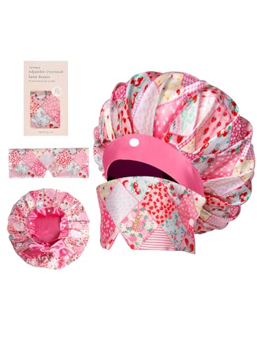 Vettres Pleated Silk Sleeping Bonnet with Eye Mask Double Layer Satin Hair Bonnets Sleep C - image 1