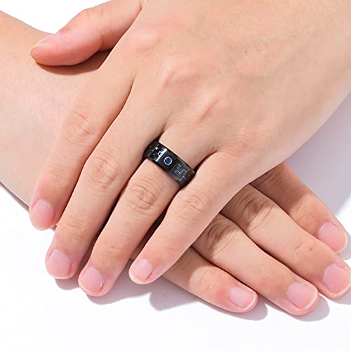 Phyonio Tungsten Carbide Rings With Cz Inlay Carbon Fiber Wedding Band Mens Rings Engagement Promise Rings Polished Finish Blue/Red/Green Comfort Fit Size 6-15 #TOP2