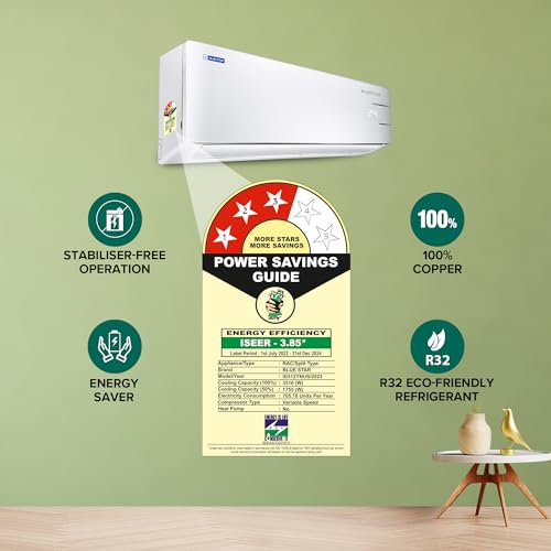 Image of Blue Star 1 Ton 3 Star, Smart Inverter Split AC (Copper, Convertible 5 in 1 Cooling, Multi Sensors, Blue Fins, Self Diagnosis, ID312YNUS, White)