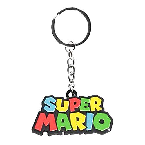 Difuzed Super Mario Bros. Logo 3D Rubber Keychain Llavero, Multicolor, Talla única Unisex Adulto