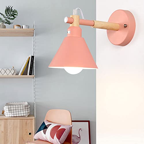 Lámpara de pared E27 de madera maciza y metal para el dormitorio 2