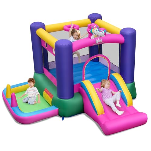 COSTWAY Castello Gonfiabile 6 in 1 con Scivolo, Trampolino e Piscina