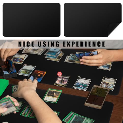 Image of Ecally 4 Pcs Card Game Mats 24 x 14 Inch Playmat Table Smooth Playing Card Mat for TCG, Gameplay (Black)