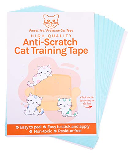 Cat Furniture Protector Training Tape - 8 Large Cat Scratch Tape Sheets with Easy Application & No Sticky Residue. Double Sided, Durable Cat Couch Protectors for Furniture, Carpets & More (12x17 in)