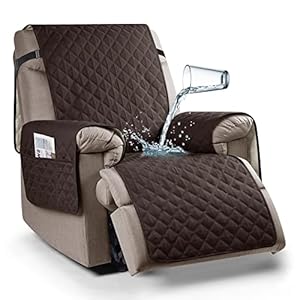 Ruaozz 100% Waterproof Recliner Chair Cover Non-Slip Reclining Cover for Recliner Chair Washable Chair Seat Cover with Elastic Straps for Kids, Dogs, Pets (Chocolate, 23”)