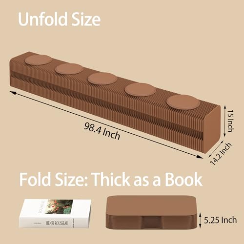 Image of Kraft Paper Rectangle Ottoman - Folding Bench Rest for Bedroom & Entryway, Collapsible Stool with Pad, Portable Stool & Square Ottoman for Living Room Decor, Space-Saving Footrest (Brown, 5 Seats)