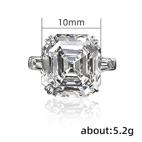 925 Sterling Silver Plated Cubic Zirconia Princess Cut CZ Engagement Ring for Women3