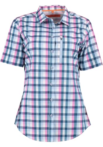 TOM COLLINS Damen Bluse Kurzarm Freizeitbluse mit Liegekragen Plixo, Größe:46, Farbe:Mittelblau