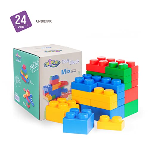 Uniplay Mix Soft Building Blocks For Infant Early Learning, Educational And Sensory Toy, Cognitive Development For Unisex Toddlers (24-Piece Set) #TOP4