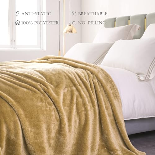 Image of Exclusivo Mezcla Plush Fuzzy Fleece Bed Blanket King Size, Super Soft, Fluffy and Warm Blankets for Couch, Bed, All Season (Brown, 90x104 inches)