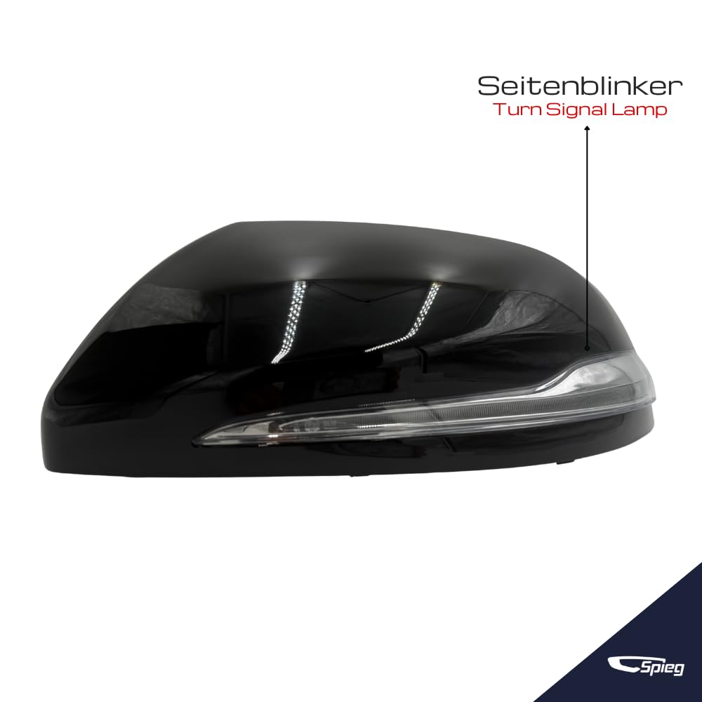 Spieg Außenspiegelkappe Links mit Blinker – Für Mercedes Vito W447 2015–2025 – Glänzend Schwarz (Fahrerseite)