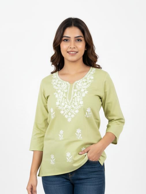 Image of Women's Rayon Kashmiri Embroidered Short Kurti | Stylish and Comfortable Kashmiri Short Kurti Tops for Casual Or Special Occasions | Pack of 2 Combo |