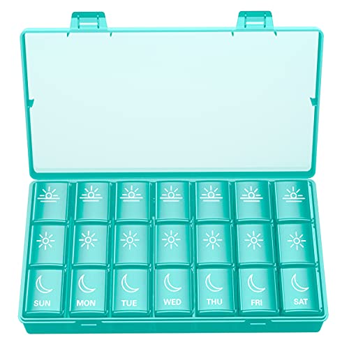 Image of BUG HULL Weekly Pill Organizer 3X a Day, Daily 7 Day Medicine Pill Organizer 3 Times a Day, Travel Pill Case Container for Vitamins, Supplements