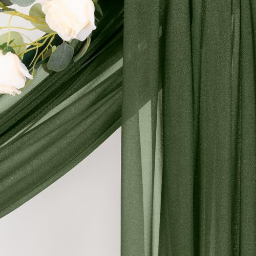 Image of Olive Wedding Glitter Arch Draping Fabric 1 Panel 29 inch x 6.5 Yards Sheer Backdrop Curtain Drapery for Summer Wedding Ceremony Birthday Party Indoor Ceiling Decor