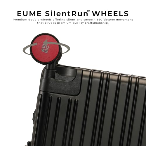 Image of EUME 100% Aluminium Cabin Trolley Bag Small for Travelling 50cm | Durable High-End 8 Silentrun 360 Degree Spinner Wheels | Premium Trolley Bag Small for Travel (Black with Red Wheels)