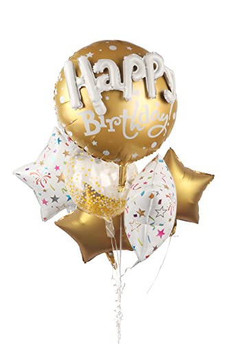 Image of 36inch Large Gold Round Foil Helium Mylar Balloons Set 8pcs For Gold Happy Birthday Party Decorations