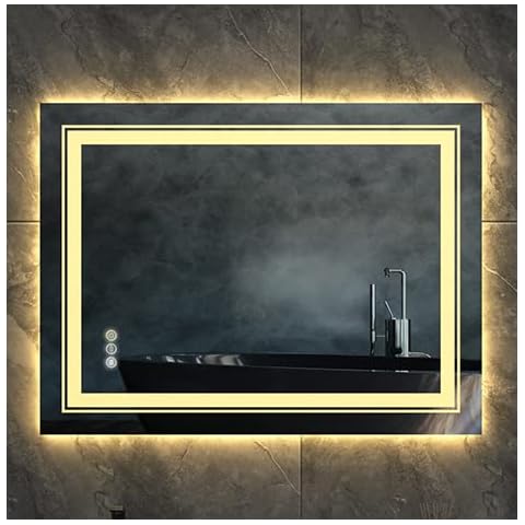 LUVODI Espejo Baño Pared con Luz Led Antivalo 70x90cm Cover