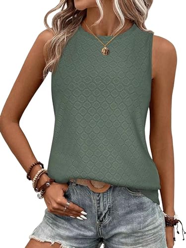 BAISHENGGT Damen Tank Tops Sommer Rundhals Ärmellos Ausgehöhlt Basic T...