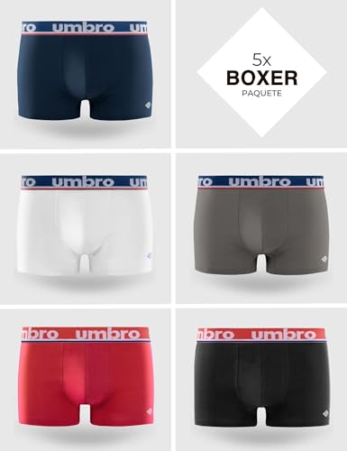 Miniatura 3 de Umbro Calzoncillos Hombre Boxer 100% Algodón, Ropa Interior Hombre, Sostenible, Natural (Lote de 5)