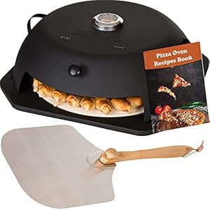 Geras Pizza Oven Outdoor for Grill – Grill Top Pizza Oven For Outside – Pizza Stone, Pizza Peel Kit – Small Portable Home Backyard BBQ Pizzas Maker Charcoal Grill, Pellet, Propane Gas and Wood Fire