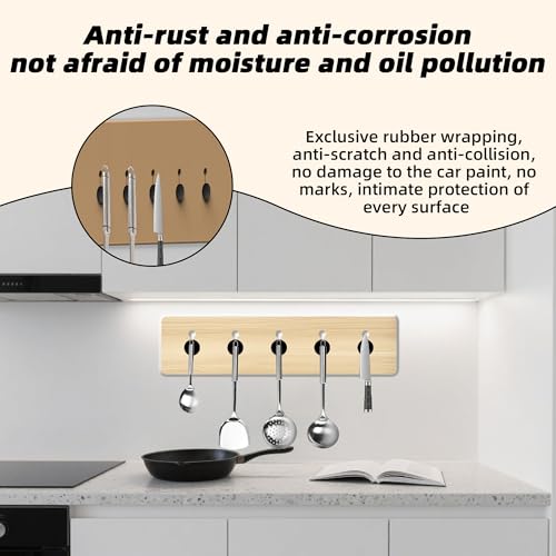 Image of Magnetpro 4 Pieces Strong Rubber Coated Mounting Magnets Anti-Scratch, 30 LBS of Adhesive Power, Magnetic Assembly with T-Shaped Hanging Buckle