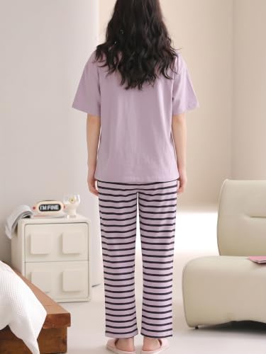 Image of Louis Luxe Cotton Blend Womens Korean Night Dress || Full Pyjama Set || Korean Nightsuit ||Women Nightwear ||Round Neck Full Sleeve Nightsuit || Loungewear || Everyday Nightdress (ND-12)
