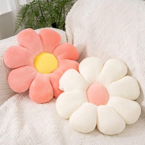FSRONGXI 2pcs Daisy Flower Pillow Throw Pillows, Cute Aesthetic P...