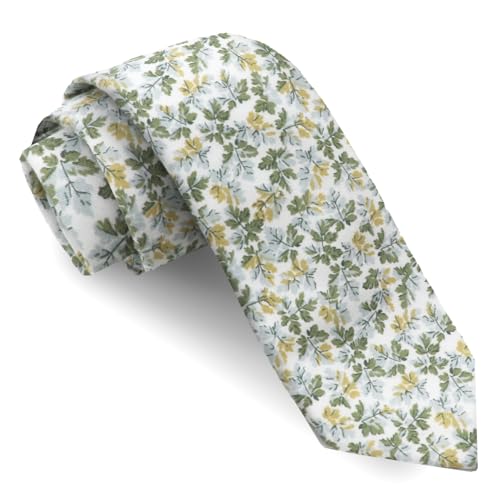 Image of Luckyvestir Mens Ties, Sage /Dusty Blue /Pink Floral Ties for Men, 2.76 inch Cotton Flower Necktie for Wedding /Groomsmen /Party