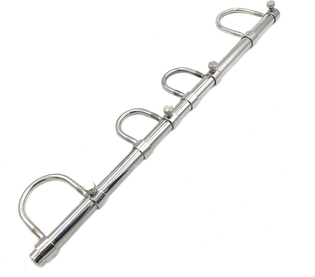 Verstellbar Fesselstange mit Kragen Handschellen Fußfesseln Bestrafung Metall Spreizstange Edelstahl Halsband Handcuffs Bondage Rahmen Spreader Bar Fetisch Sex Toy für Paare,Silber,Männer