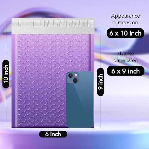 Image of Fuxury Opaque Bubble Mailers 6x10 600 Pack Gradient Purple Padded Envelopes