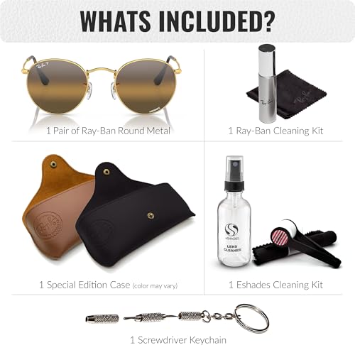Image of Ray-Ban RB3447 ROUND METAL CHROMANCE POLARIZED Round Shape Sunglasses for Men with Official Eyewear Kit